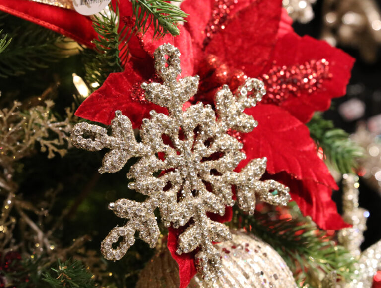 Sparkly snowflake Christmas tree decoration